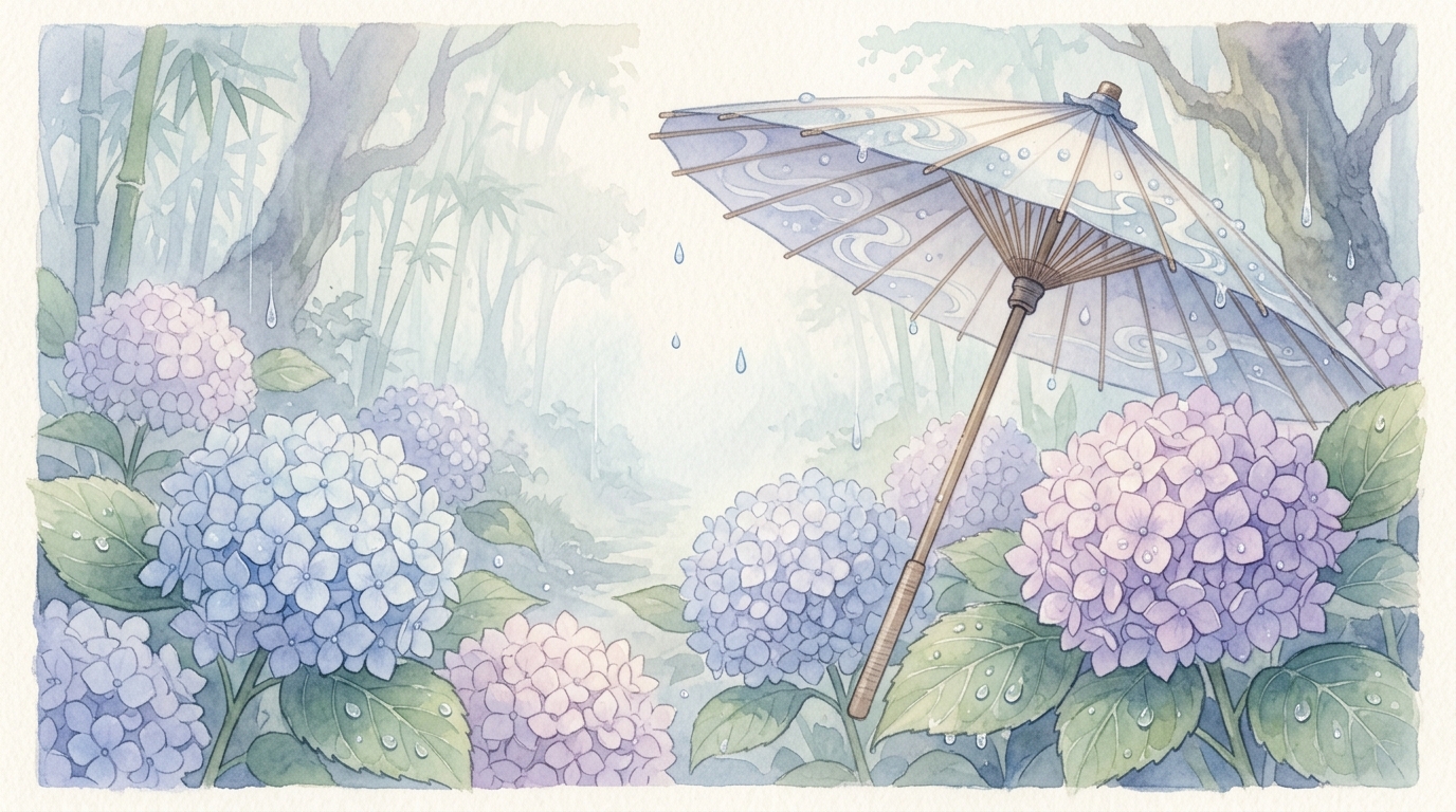 梅雨の雨音と待つ時間